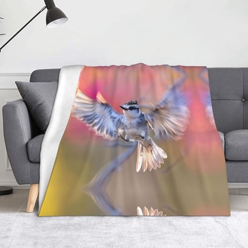 WZYWHJ Flanelldecke mit Vogelmotiv – weiche und strapazierfähige Winterdecke für Zuhause und Reisen von WZYWHJ