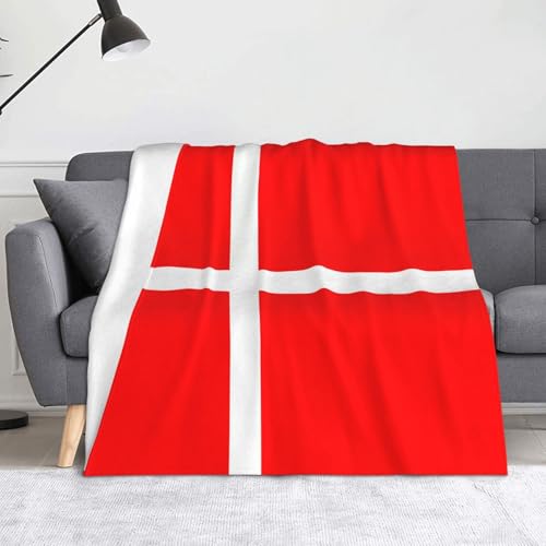 WZYWHJ Flanelldecken mit dänischem Flaggenmuster sind super weich, warm und leicht, geeignet für Sofas und Betten von WZYWHJ