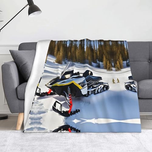 WZYWHJ Flanelldecken mit fortschrittlichem Schneemobil Muster sind super weich, warm und leicht, geeignet für Sofas und Betten von WZYWHJ