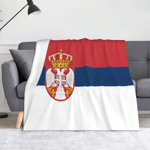 WZYWHJ Flanelldecken mit serbischem Flaggenmuster sind super weich, warm und leicht, geeignet für Sofas und Betten von WZYWHJ