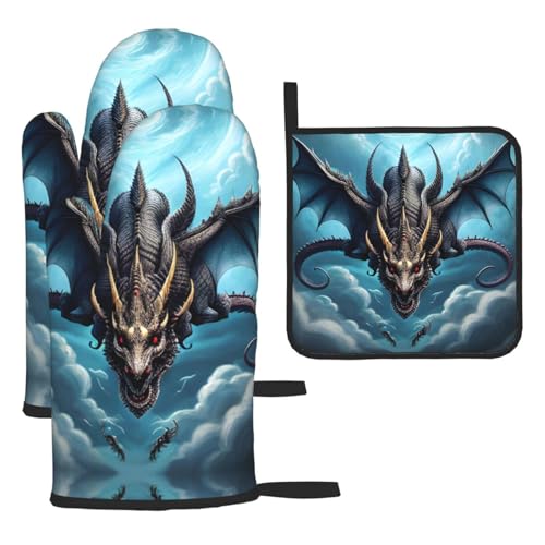 WZYWHJ Flying Dragon bedruckte Ofenhandschuhe und Topflappe, 3-teiliges Set, verdickter langer Küchenhandschuh WZYWHJ Flying Dragon bedruckte Ofenhandschuhe und Topflappe, 3-teiliges Set, verdickter langer Küchenhandschuh von WZYWHJ