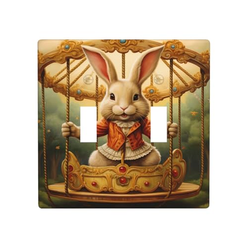 WZYWHJ Häschen auf Karussell-Muster, thermoplastische Platte für Schalterabdeckung, dekorative Wandblende, die nicht leicht beschädigt wird WZYWHJ Häschen auf Karussell-Muster, thermoplastische Platte für Schalterabdeckung, dekorative Wandblende, die nicht leicht beschädigt wird von WZYWHJ