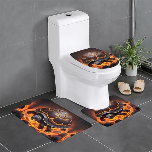 WZYWHJ Hochwertige Badezimmermatten-Sets mit Lava-Schildkrötenmuster, langlebig, leicht zu reinigen, geeignet für Badezimmer und WC, 4 Stück von WZYWHJ