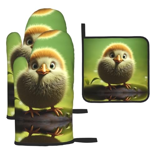 WZYWHJ Kiwi Bird niedliche bedruckte Ofenhandschuhe und Topflappe, 3-teiliges Set, verdickter langer Küchenhandschuh WZYWHJ Kiwi Bird niedliche bedruckte Ofenhandschuhe und Topflappe, 3-teiliges Set, verdickter langer Küchenhandschuh von WZYWHJ
