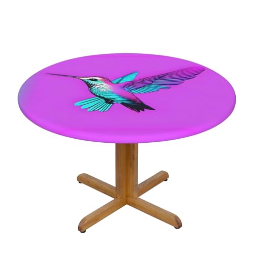 WZYWHJ Kolibri mit Flügelmuster, rund, wasserdicht, knitterfrei, für Esstisch, Dekoration, Tischdecke von WZYWHJ