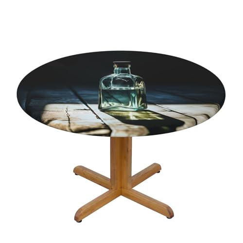 WZYWHJ Leere Wasserflasche Bild Runde Tischdecke Wasserdicht Resistent Knitterarm für Esstisch Dekor Tischdecke von WZYWHJ