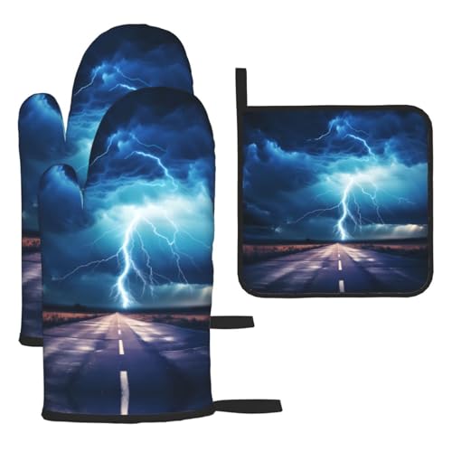 WZYWHJ Lightning in a Flash bedruckte Ofenhandschuhe und Topflappe, 3-teiliges Set, verdickter langer Küchenhandschuh WZYWHJ Lightning in a Flash bedruckte Ofenhandschuhe und Topflappe, 3-teiliges Set, verdickter langer Küchenhandschuh von WZYWHJ