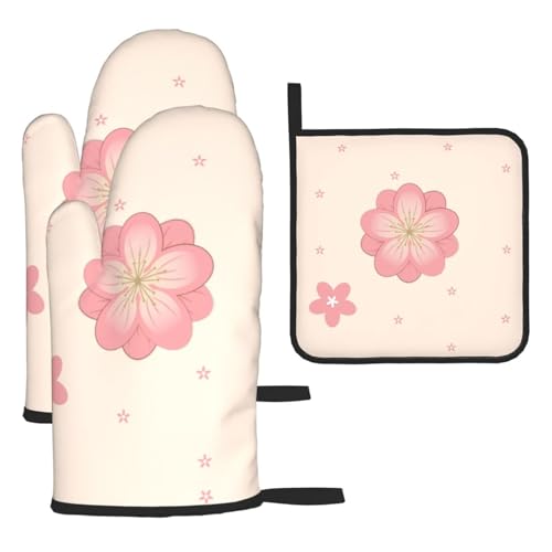 WZYWHJ Little Cherry Blossoms bedruckte Ofenhandschuhe und Topflappe, 3-teiliges Set, verdickter langer Küchenhandschuh WZYWHJ Little Cherry Blossoms bedruckte Ofenhandschuhe und Topflappe, 3-teiliges Set, verdickter langer Küchenhandschuh von WZYWHJ