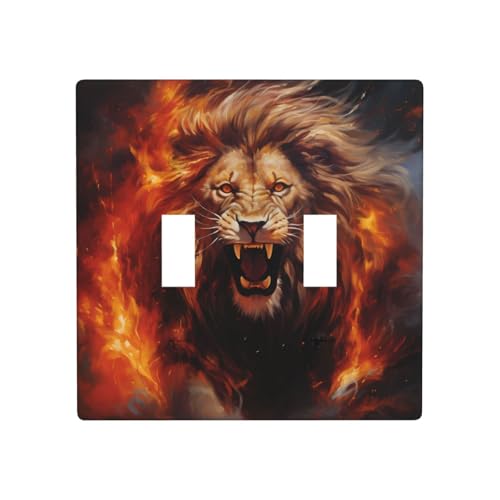 WZYWHJ Löwe im Feuer, Thermoplastische Platte für Schalterabdeckung, dekorative Wandblende, die nicht leicht beschädigt wird WZYWHJ Löwe im Feuer, Thermoplastische Platte für Schalterabdeckung, dekorative Wandblende, die nicht leicht beschädigt wird von WZYWHJ