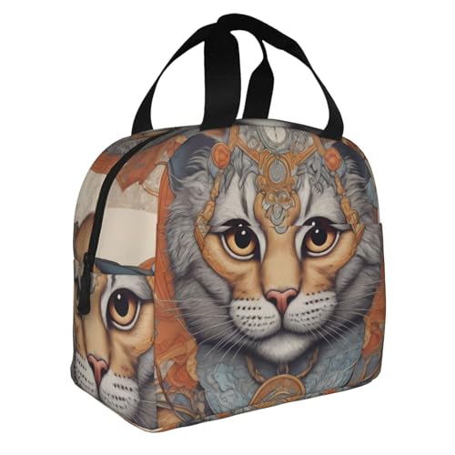 WZYWHJ Lunchtasche mit Katzenaugen-Aufdruck, tragbar, isoliert, tragbar, robust, einfach zu falten von WZYWHJ