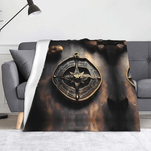 WZYWHJ Magical Design Flanelldecken mit nordischem Runen-Kompassmuster sind super weich, warm und leicht, geeignet für Sofas und Betten von WZYWHJ