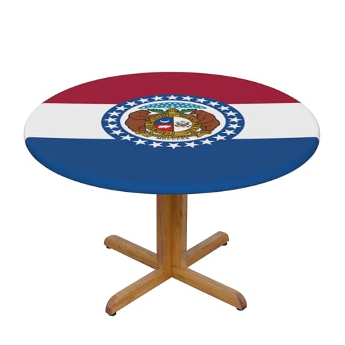 WZYWHJ Missouri Tischdecke mit Staatsflaggen-Druck, rund, wasserdicht, knitterfrei, für Esstisch, Dekoration, Tischdecke von WZYWHJ