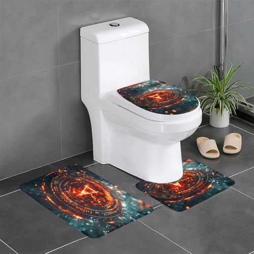 WZYWHJ Mysterious Symbols Badezimmermatten-Set mit 4 Badezimmer-Fußmatten, langlebig, leicht zu reinigen, geeignet für Bad und WC von WZYWHJ