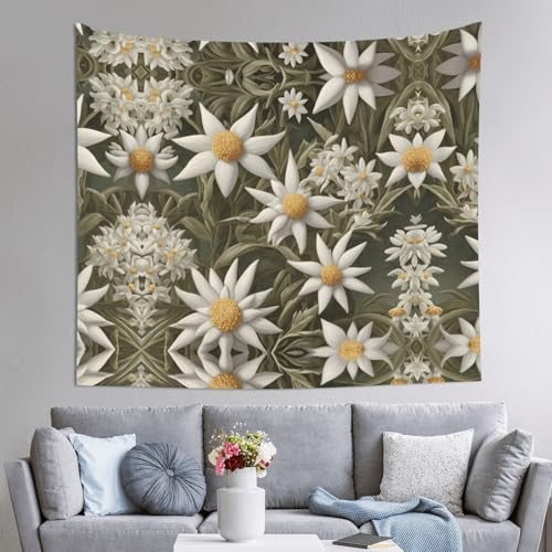 WZYWHJ Nordic Edelweiss Prints Wandteppich für den Innenbereich, 152,4 x 129,5 cm: weich, hochwertig und leicht, geeignet für Wandbehänge WZYWHJ Nordic Edelweiss Prints Wandteppich für den Innenbereich, 152,4 x 129,5 cm: weich, hochwertig und leicht, geeignet für Wandbehänge von WZYWHJ