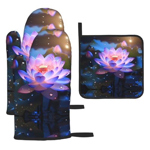 WZYWHJ Ofenhandschuhe und Topflappe, Lotusblüte, 3-teiliges Set, verdickt, lang, Küchenhandschuh WZYWHJ Ofenhandschuhe und Topflappe, Lotusblüte, 3-teiliges Set, verdickt, lang, Küchenhandschuh von WZYWHJ
