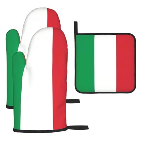 WZYWHJ Ofenhandschuhe und Topflappen mit Italien-Flagge, 3-teiliges Set, verdickt, langer Küchenhandschuh WZYWHJ Ofenhandschuhe und Topflappen mit Italien-Flagge, 3-teiliges Set, verdickt, langer Küchenhandschuh von WZYWHJ