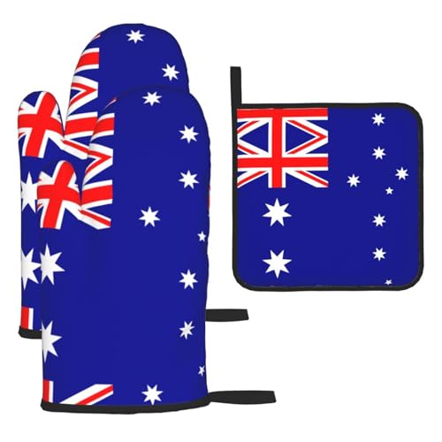 WZYWHJ Ofenhandschuhe und Topflappen mit australischer Flagge, 3-teiliges Set, verdickter langer Küchenhandschuh WZYWHJ Ofenhandschuhe und Topflappen mit australischer Flagge, 3-teiliges Set, verdickter langer Küchenhandschuh von WZYWHJ