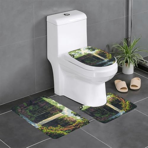 WZYWHJ Pixel Wasserfall-Badteppich-Set mit 4 Badezimmer-Fußmatten, langlebig, leicht zu reinigen, geeignet für Bad und WC von WZYWHJ
