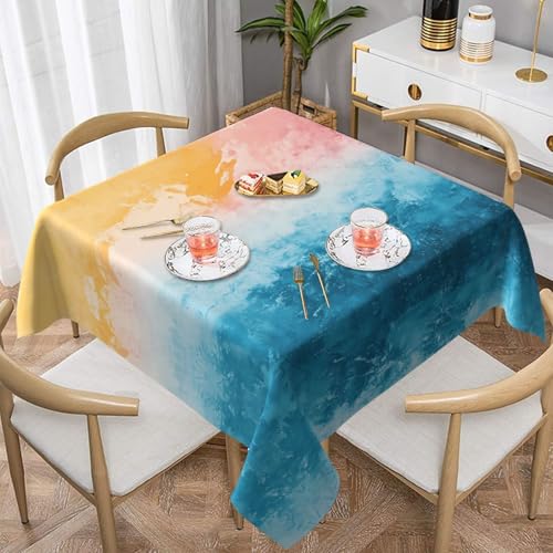 WZYWHJ Quadratische dekorative Tischdecke, 152,4 x 152,4 cm, waschbare und wiederverwendbare Tischdecke mit farbigen Drucken von WZYWHJ