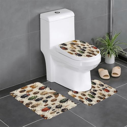 WZYWHJ Renaissance-Käfer-Muster, hochwertige Badezimmermatten-Set, 4 Stück, langlebig, leicht zu reinigen, geeignet für Badezimmer und WC von WZYWHJ
