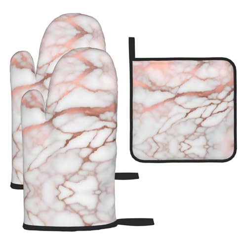 WZYWHJ Rose Gold Marmor Design Hintergrund Bedruckte Ofenhandschuhe und Topflappen 3-teiliges Set verdickter langer Küchenhandschuh WZYWHJ Rose Gold Marmor Design Hintergrund Bedruckte Ofenhandschuhe und Topflappen 3-teiliges Set verdickter langer Küchenhandschuh von WZYWHJ