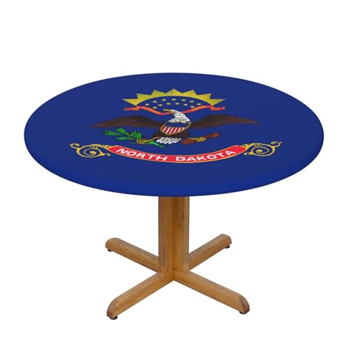 WZYWHJ Runde Tischdecke mit Nord-Dakota-Staatsflaggen-Druck, wasserdicht, knitterfrei, für Esstisch, Dekoration, Tischdecke von WZYWHJ