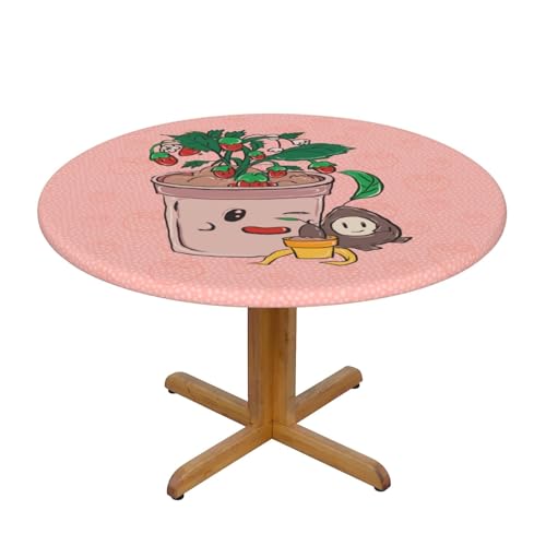 WZYWHJ Runde Tischdecke mit Sonnenblumenkernen und Erdbeeren, wasserdicht, knitterfrei, für Esstisch, Dekoration, Tischdecke WZYWHJ Runde Tischdecke mit Sonnenblumenkernen und Erdbeeren, wasserdicht, knitterfrei, für Esstisch, Dekoration, Tischdecke von WZYWHJ