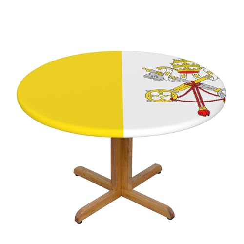 WZYWHJ Runde Tischdecke mit Vatikan-Flagge, wasserdicht, knitterfrei, für Esstisch, Dekoration, Tischdecke von WZYWHJ