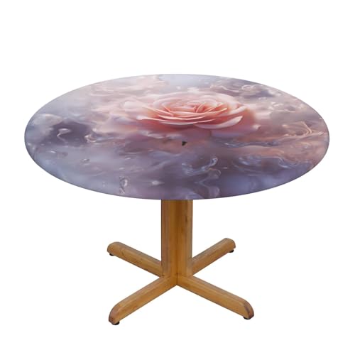 WZYWHJ Runde Tischdecke mit hellen Rosen, wasserdicht, widerstandsfähig, knitterfrei, für Esstisch, Dekoration, Tischdecke von WZYWHJ