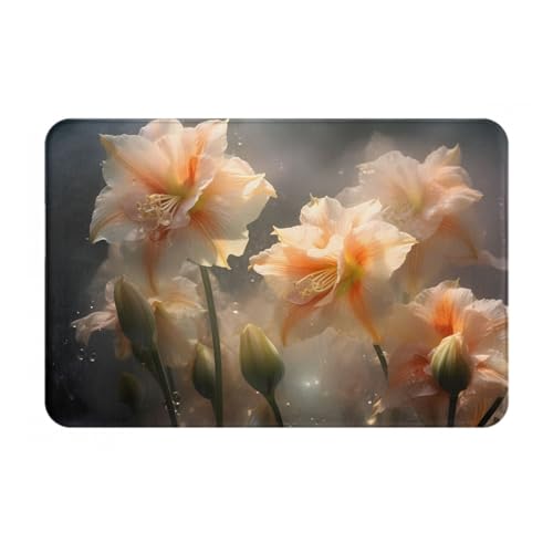 WZYWHJ Rutschfeste Fußmatte, 40,6 x 61 cm, leicht zu reinigen, geeignet für Haustür, Wohnzimmer, Badezimmer, Blumenstrauß mit Wassertropfenmuster von WZYWHJ