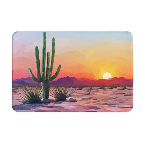 WZYWHJ Rutschfeste Fußmatte, 40,6 x 61 cm, leicht zu reinigen, geeignet für Haustür, Wohnzimmer, Badezimmer, Kaktus und Sonnenuntergang von WZYWHJ