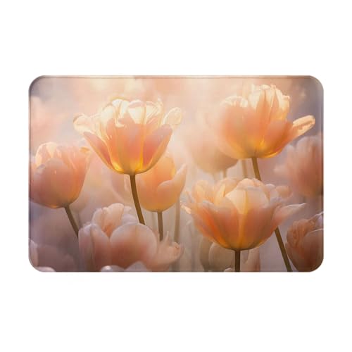 WZYWHJ Rutschfeste Fußmatte, 40,6 x 61 cm, leicht zu reinigen, geeignet für Haustür, Wohnzimmer, Badezimmer, buntes Tulpenmuster von WZYWHJ