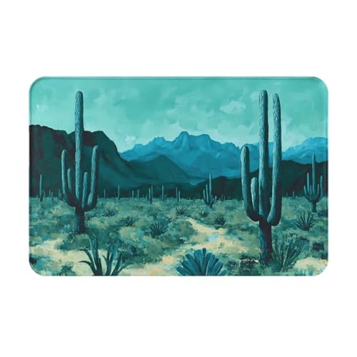 WZYWHJ Rutschfeste Fußmatte, 40,6 x 61 cm, leicht zu reinigen, geeignet für Haustür, Wohnzimmer, Badezimmer, tiefes Kaktus-Wüstenmuster von WZYWHJ