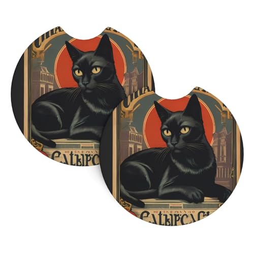 WZYWHJ Schwarze Katze Poster Muster Qualität Gummi Auto Untersetzer – Set mit 2 Stück, leicht zu reinigen, schützt den Fahrzeuginnenraum WZYWHJ Schwarze Katze Poster Muster Qualität Gummi Auto Untersetzer – Set mit 2 Stück, leicht zu reinigen, schützt den Fahrzeuginnenraum von WZYWHJ