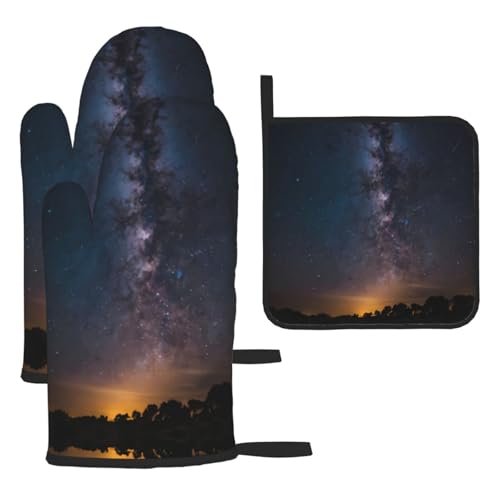 WZYWHJ Shining Night Sky bedruckte Ofenhandschuhe und Topflappe, 3-teiliges Set, verdickter langer Küchenhandschuh WZYWHJ Shining Night Sky bedruckte Ofenhandschuhe und Topflappe, 3-teiliges Set, verdickter langer Küchenhandschuh von WZYWHJ
