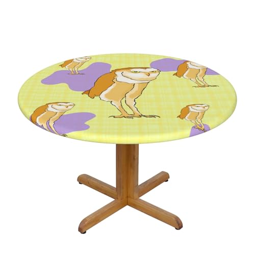 WZYWHJ Stehende Eulen-Drucke, runde Tischdecke, wasserdicht, knitterfrei, für Esstisch, Dekoration, Tischdecke von WZYWHJ