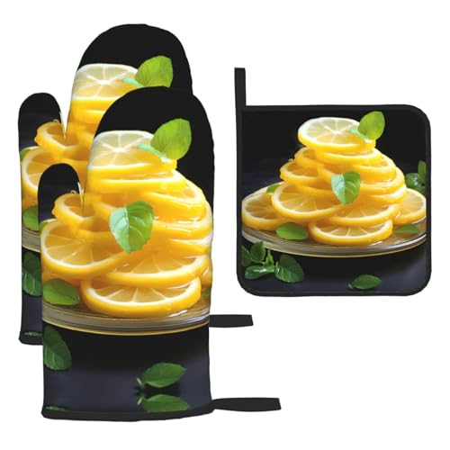 WZYWHJ Sweet and Sour Zitronenscheiben bedruckte Ofenhandschuhe und Topflappe, 3-teiliges Set, verdickter langer Küchenhandschuh WZYWHJ Sweet and Sour Zitronenscheiben bedruckte Ofenhandschuhe und Topflappe, 3-teiliges Set, verdickter langer Küchenhandschuh von WZYWHJ