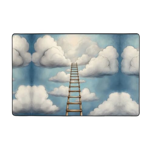 WZYWHJ Teppiche, Wohnzimmer-Fußmatten, Läufer, rutschfest, Kinderzimmermatte, Spielteppich, 152,4 x 99,1 cm, Motiv Leiter zu den Wolken WZYWHJ Teppiche, Wohnzimmer-Fußmatten, Läufer, rutschfest, Kinderzimmermatte, Spielteppich, 152,4 x 99,1 cm, Motiv Leiter zu den Wolken von WZYWHJ