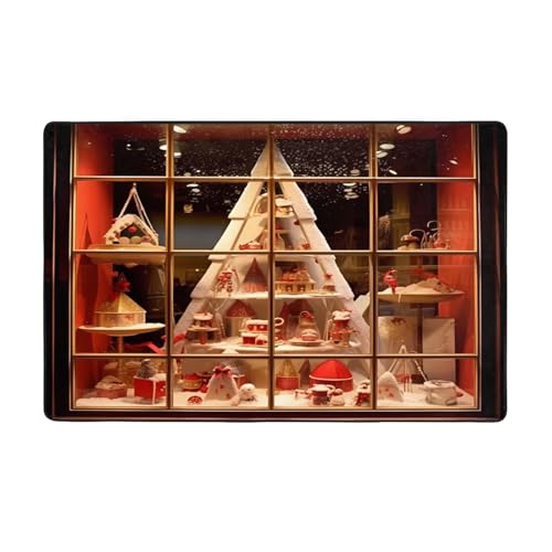 WZYWHJ Teppiche, Wohnzimmer-Fußmatten, Läufer, rutschfest, Kinderzimmermatte, Spielteppich, 152,4 x 99,1 cm, Motiv Weihnachtsbaum im Fenster WZYWHJ Teppiche, Wohnzimmer-Fußmatten, Läufer, rutschfest, Kinderzimmermatte, Spielteppich, 152,4 x 99,1 cm, Motiv Weihnachtsbaum im Fenster von WZYWHJ
