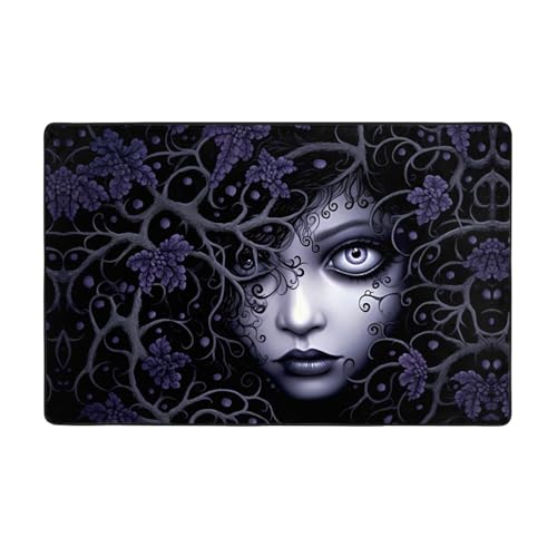 WZYWHJ Teppiche, Wohnzimmer-Fußmatten, Läufer, rutschfest, Kinderzimmermatte, Spielteppich, 152,4 x 99,1 cm, Violett/Schwarz, Gothic-Muster von WZYWHJ