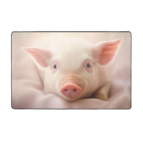 WZYWHJ Teppiche, Wohnzimmer-Fußmatten, Läufer, rutschfest, Kinderzimmermatte, Spielteppich, 152,4 x 99,1 cm, niedliche Schweine-Drucke von WZYWHJ
