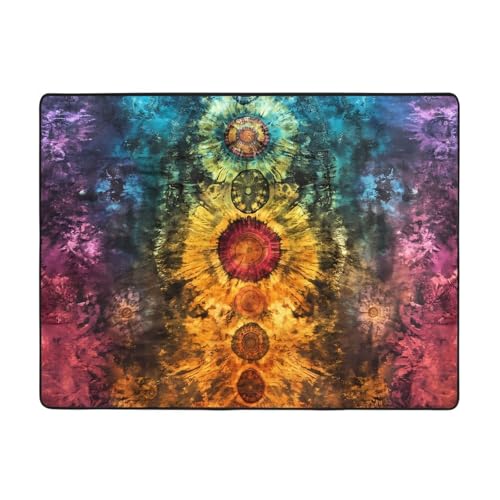 WZYWHJ Teppiche, Wohnzimmer-Fußmatten, Läufer, rutschfest, Kinderzimmermatte, Spielteppich, 160 x 121,9 cm, Batik-Totembild von WZYWHJ