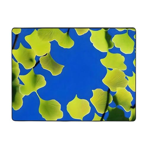WZYWHJ Teppiche, Wohnzimmer-Fußmatten, Läufer, rutschfest, Kinderzimmermatte, Spielteppich, 160 x 121,9 cm, Ginkgo-Biloba-Muster von WZYWHJ
