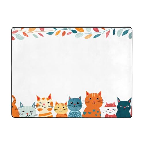 WZYWHJ Teppiche, Wohnzimmer-Fußmatten, Läufer, rutschfest, Kinderzimmermatte, Spielteppich, 160 x 121,9 cm, Katzen-Bilderrahmen-Muster WZYWHJ Teppiche, Wohnzimmer-Fußmatten, Läufer, rutschfest, Kinderzimmermatte, Spielteppich, 160 x 121,9 cm, Katzen-Bilderrahmen-Muster von WZYWHJ