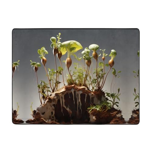 WZYWHJ Teppiche, Wohnzimmer-Fußmatten, Läufer, rutschfest, Kinderzimmermatte, Spielteppich, 160 x 121,9 cm, Motiv: junge Sprossen, bedruckt von WZYWHJ