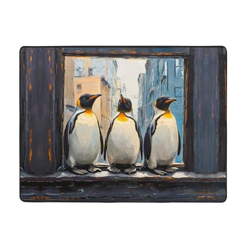 WZYWHJ Teppiche, Wohnzimmer-Fußmatten, Läufer, rutschfest, Kinderzimmermatte, Spielteppich, 160 x 121,9 cm, Pinguine in der Tür und am Fenster, bedruckt WZYWHJ Teppiche, Wohnzimmer-Fußmatten, Läufer, rutschfest, Kinderzimmermatte, Spielteppich, 160 x 121,9 cm, Pinguine in der Tür und am Fenster, bedruckt von WZYWHJ