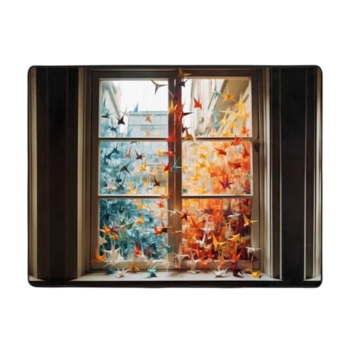 WZYWHJ Teppiche, Wohnzimmer-Fußmatten, Läufer, rutschfest, Kinderzimmermatte, Spielteppich, 160 x 121,9 cm, Tausend Papierkraniche am Fenster, bedruckt WZYWHJ Teppiche, Wohnzimmer-Fußmatten, Läufer, rutschfest, Kinderzimmermatte, Spielteppich, 160 x 121,9 cm, Tausend Papierkraniche am Fenster, bedruckt von WZYWHJ