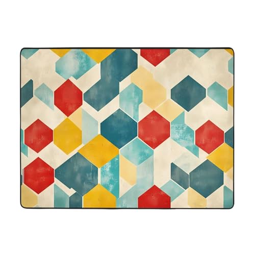 WZYWHJ Teppiche, Wohnzimmer-Fußmatten, Läufer, rutschfest, Kinderzimmermatte, Spielteppich, 160 x 121,9 cm, buntes Retro-Karo-Muster WZYWHJ Teppiche, Wohnzimmer-Fußmatten, Läufer, rutschfest, Kinderzimmermatte, Spielteppich, 160 x 121,9 cm, buntes Retro-Karo-Muster von WZYWHJ