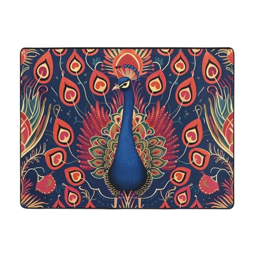 WZYWHJ Teppiche, Wohnzimmer-Fußmatten, Läufer, rutschfest, Kinderzimmermatte, Spielteppich, 160 x 121,9 cm, farbiger Pfauendruck WZYWHJ Teppiche, Wohnzimmer-Fußmatten, Läufer, rutschfest, Kinderzimmermatte, Spielteppich, 160 x 121,9 cm, farbiger Pfauendruck von WZYWHJ