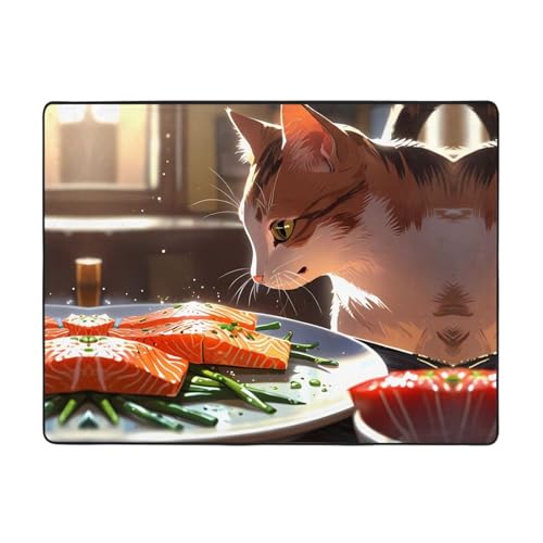 WZYWHJ Teppiche, Wohnzimmer-Fußmatten, Läufer, rutschfest, Kinderzimmermatte, Spielteppich, 160 x 121,9 cm, niedliches Katzenmuster WZYWHJ Teppiche, Wohnzimmer-Fußmatten, Läufer, rutschfest, Kinderzimmermatte, Spielteppich, 160 x 121,9 cm, niedliches Katzenmuster von WZYWHJ